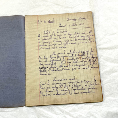 1920s - French School Notebook - Young Girl's Lessons on Morals and Civic Duty From 1926 France - All Pages Photographed