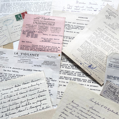 1940s - Vintage Ephemera Lot – French Letters, Invoices & Legal Documents from Notary Archive