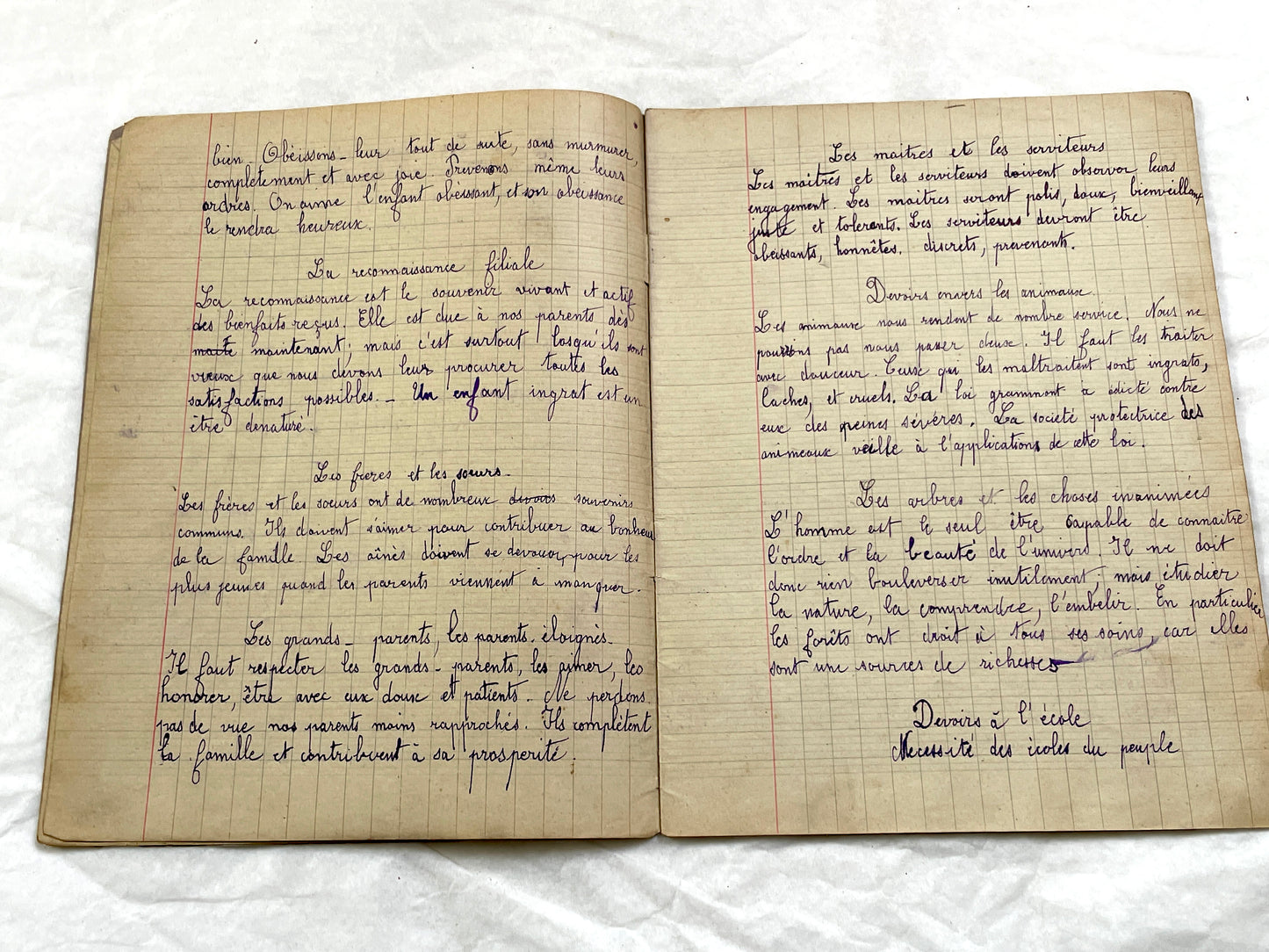 1920s - French School Notebook - Young Girl's Lessons on Morals and Civic Duty From 1926 France - All Pages Photographed