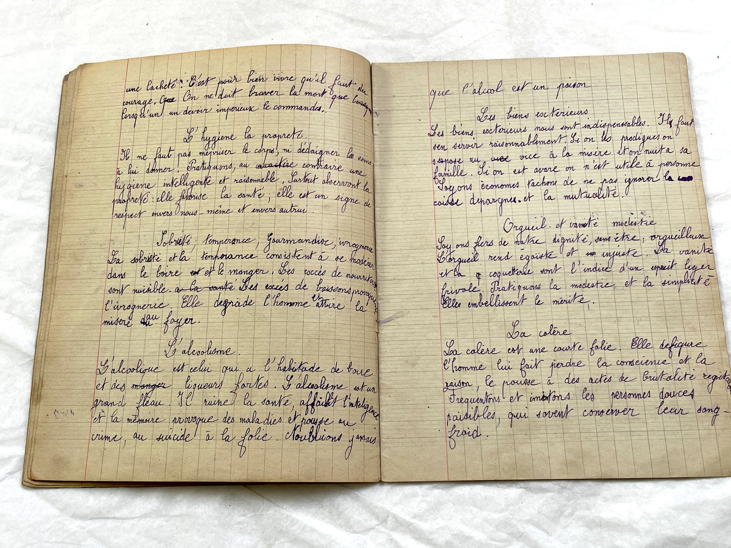 1920s - French School Notebook - Young Girl's Lessons on Morals and Civic Duty From 1926 France - All Pages Photographed