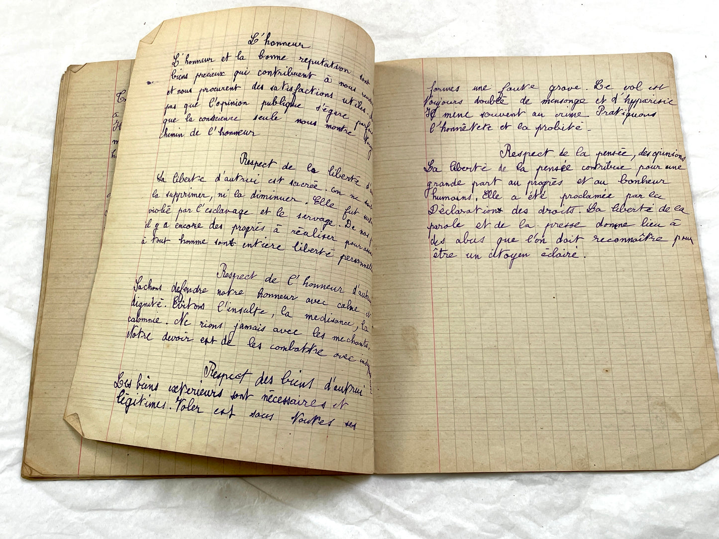 1920s - French School Notebook - Young Girl's Lessons on Morals and Civic Duty From 1926 France - All Pages Photographed