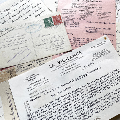 1940s - Vintage Ephemera Lot – French Letters, Invoices & Legal Documents from Notary Archive