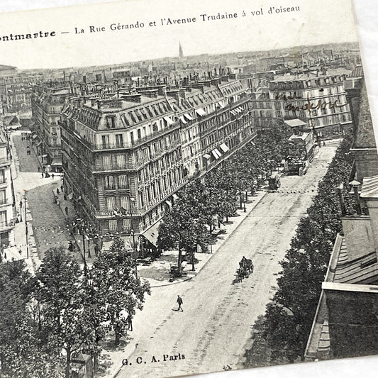 1910s - Vintage Montmartre Postcard - Paris Rue Gerando Avenue Trudaine Cityscape - Sacre Coeur View - Historic French Ephemera
