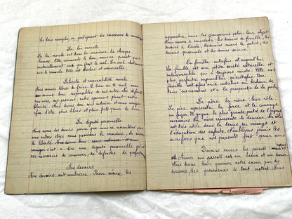 1920s - French School Notebook - Student Morale Class Homework - Vintage French Education - Handwritten Manuscript