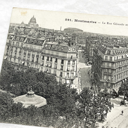 1910s - Vintage Montmartre Postcard - Paris Rue Gerando Avenue Trudaine Cityscape - Sacre Coeur View - Historic French Ephemera