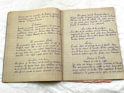 1920s - French School Notebook - Student Morale Class Homework - Vintage French Education - Handwritten Manuscript