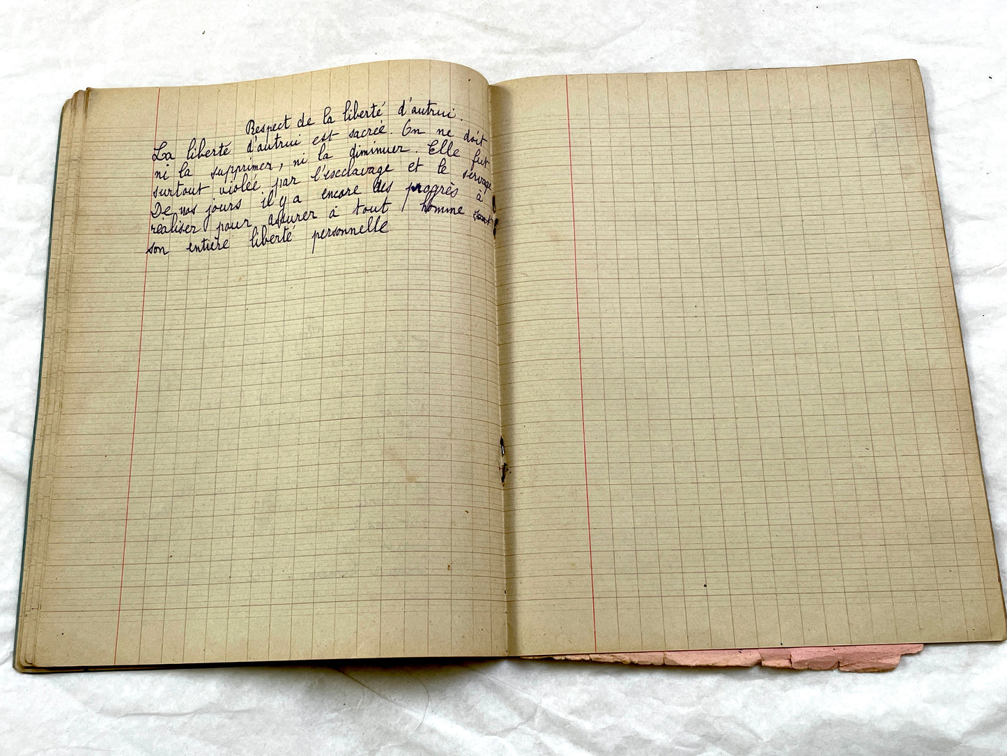 1920s - French School Notebook - Student Morale Class Homework - Vintage French Education - Handwritten Manuscript