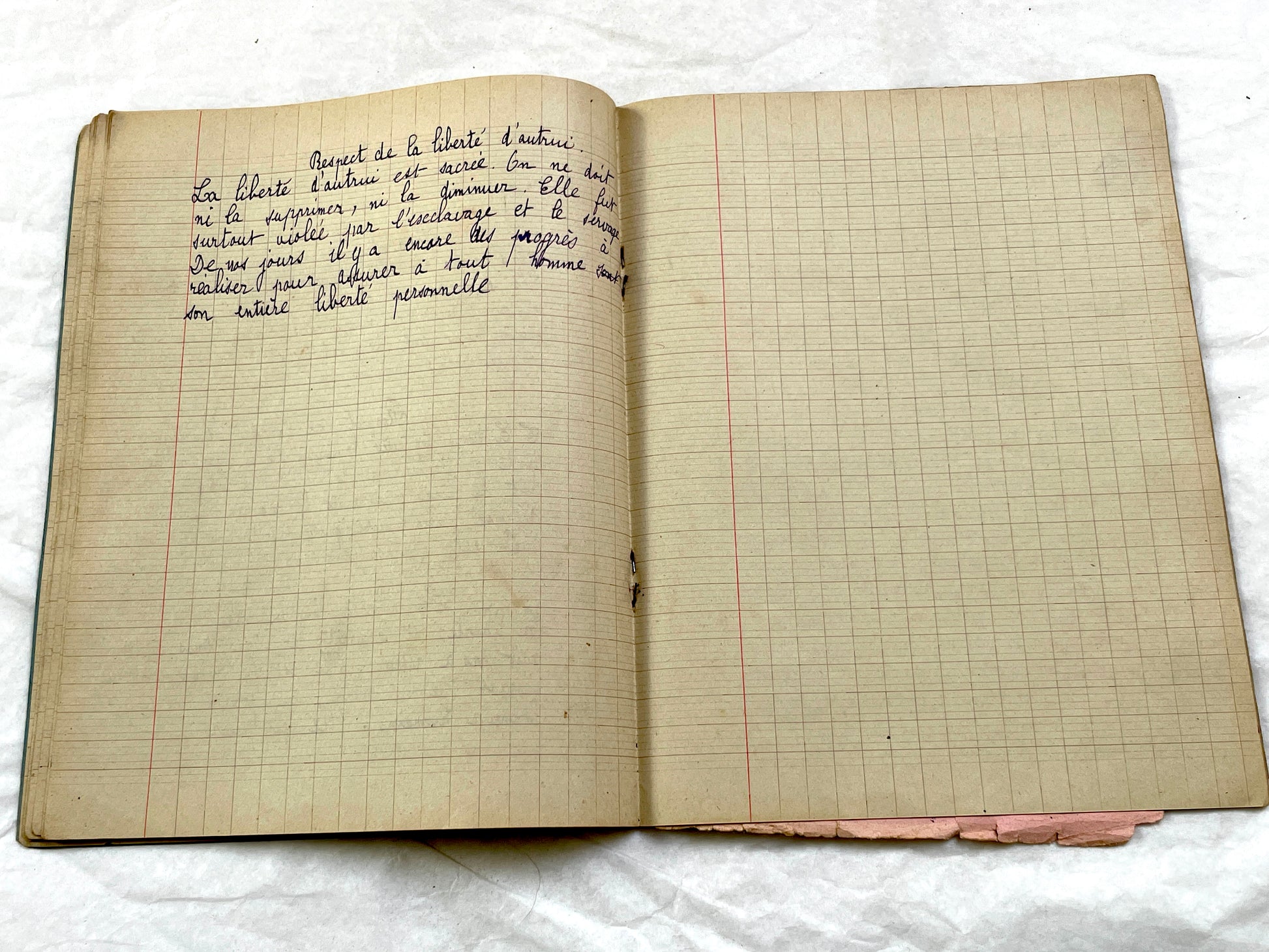 1920s - French School Notebook - Student Morale Class Homework - Vintage French Education - Handwritten Manuscript