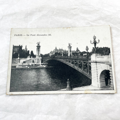 1900s - Vintage Postcard - Paris Pont Alexandre III - Ornate Seine Bridge - French Landmark - Beaux-Arts Architecture