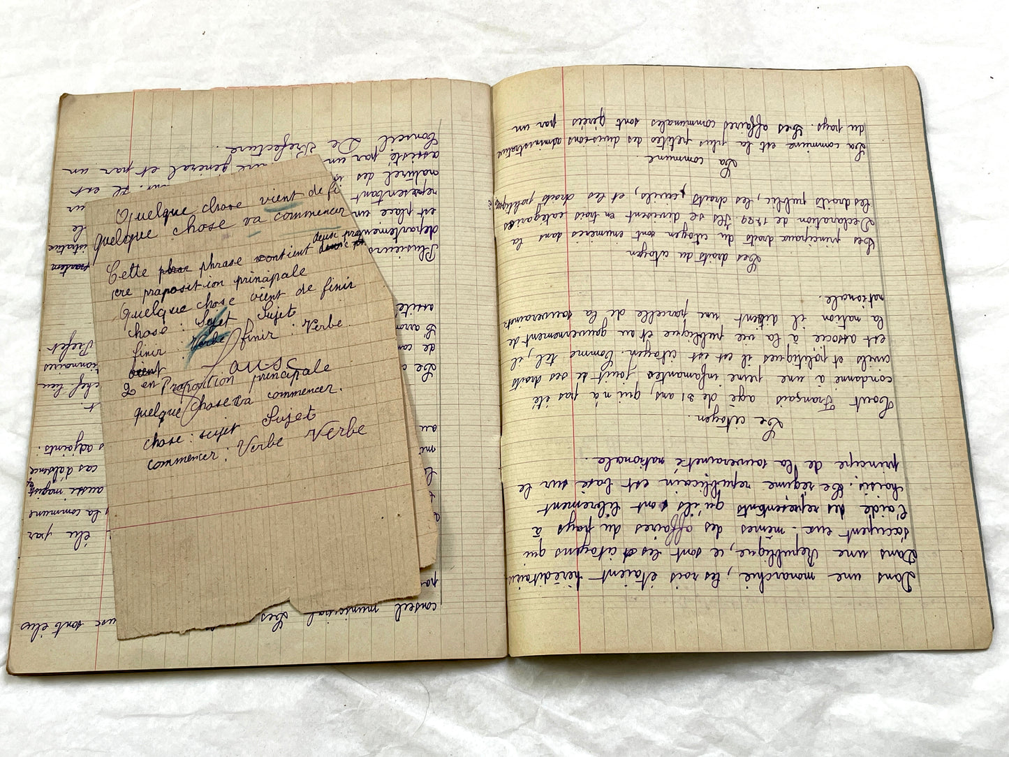 1920s - French School Notebook - Student Morale Class Homework - Vintage French Education - Handwritten Manuscript