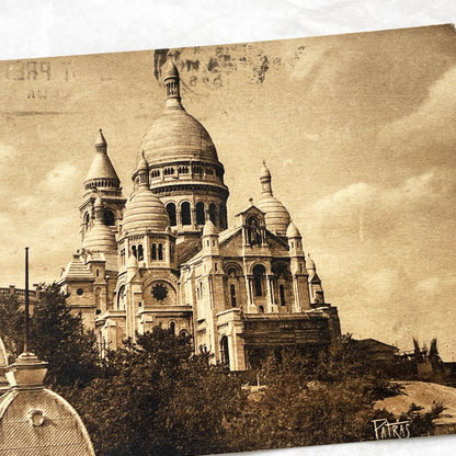 1920s - Vintage Sepia Sacre-Cœur Paris Postcard - Iconic Basilica Montmartre Landmark - French Architecture History Souvenir