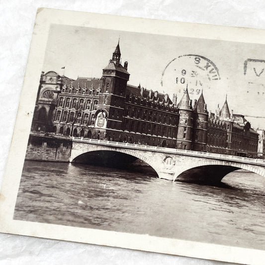 1920s - Vintage Paris Postcard - Palais De Justice & Pont Neuf Scene - Historic French Architecture Photo - Black & White Landmark View