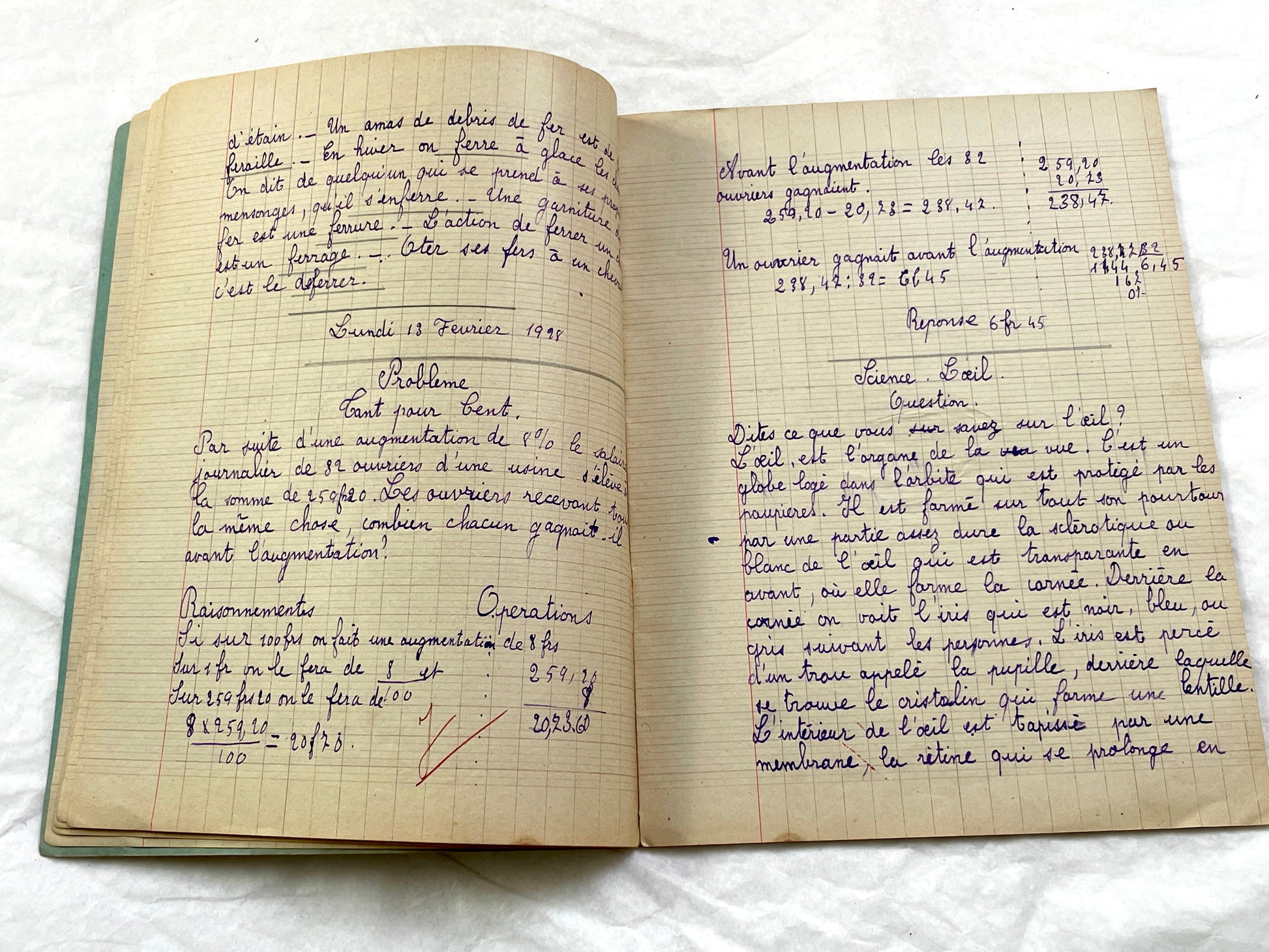 1920s - French School Notebook - Young Girl's Beautiful Handwriting - Vintage Educational Ephemera - French Classroom Memories
