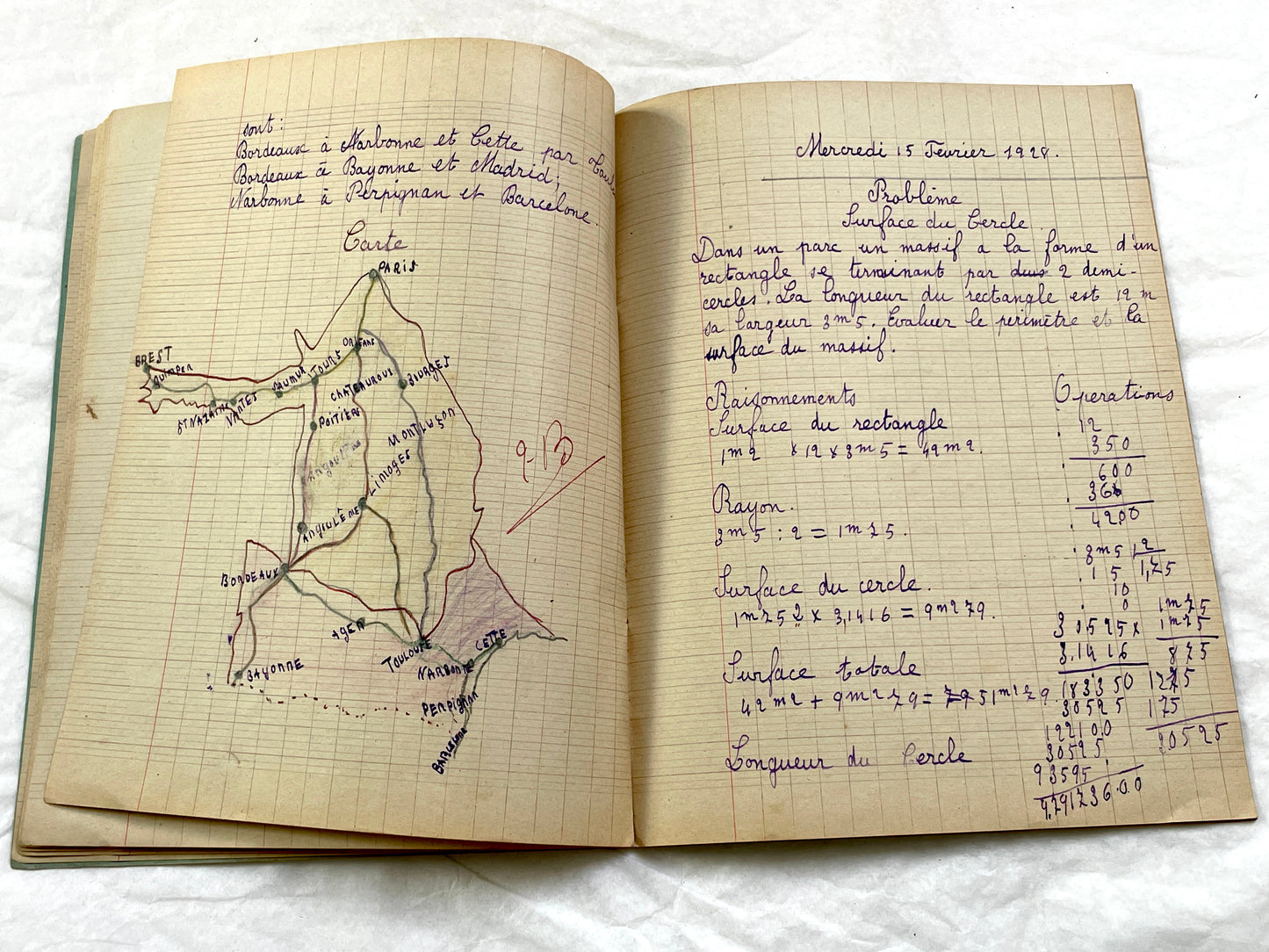 1920s - French School Notebook - Young Girl's Beautiful Handwriting - Vintage Educational Ephemera - French Classroom Memories