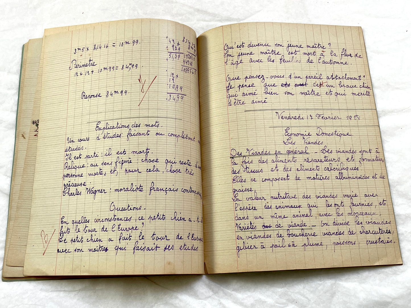1920s - French School Notebook - Young Girl's Beautiful Handwriting - Vintage Educational Ephemera - French Classroom Memories