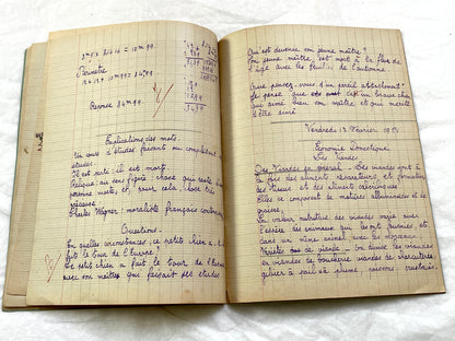 1920s - French School Notebook - Young Girl's Beautiful Handwriting - Vintage Educational Ephemera - French Classroom Memories
