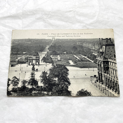 1910s - Vintage Paris Postcard - Place du Carrousel - Tuileries Gardens - Early 20th Century Parisian Landmark - French Capital View 