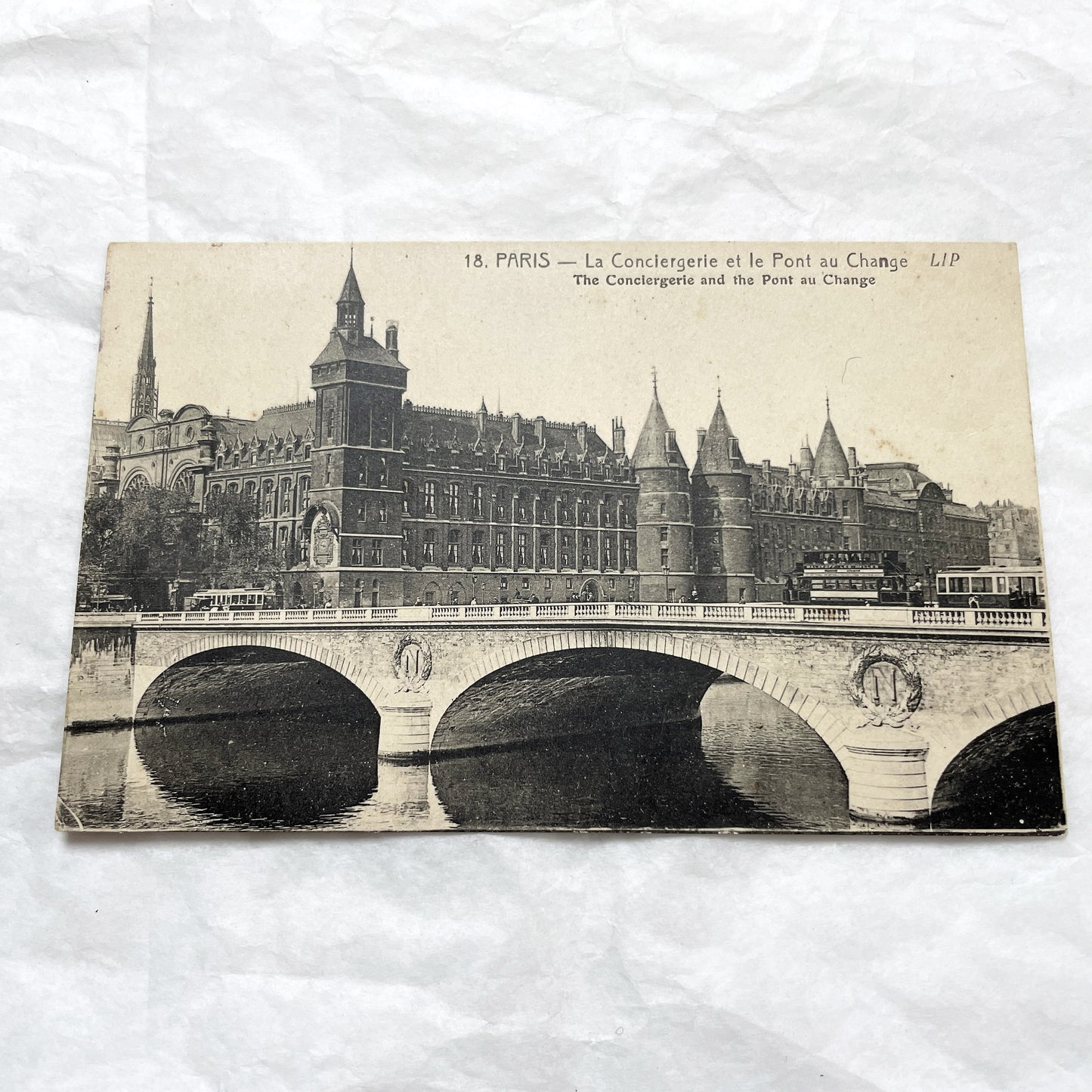1910s - Vintage Paris Postcard - La Conciergerie and Pont au Change - Historic French Landmark - Seine River View