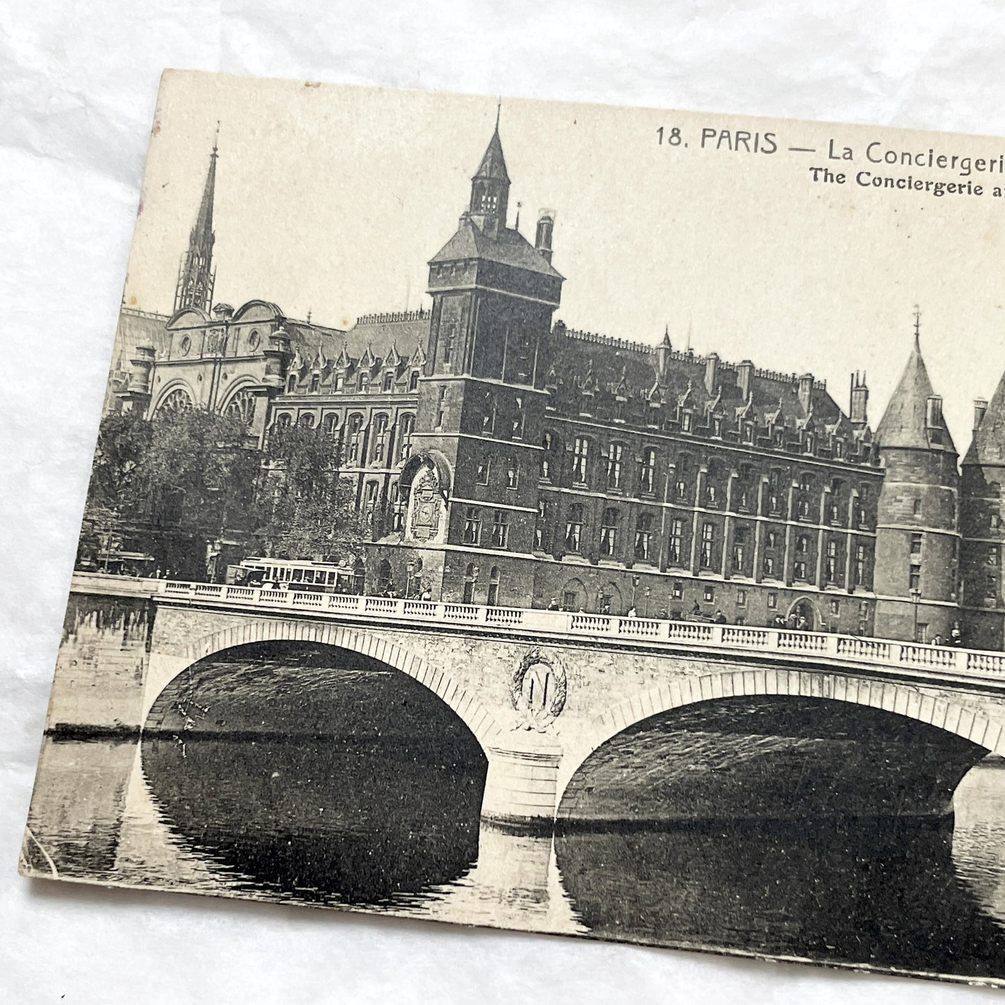 1910s - Vintage Paris Postcard - La Conciergerie and Pont au Change - Historic French Landmark - Seine River View