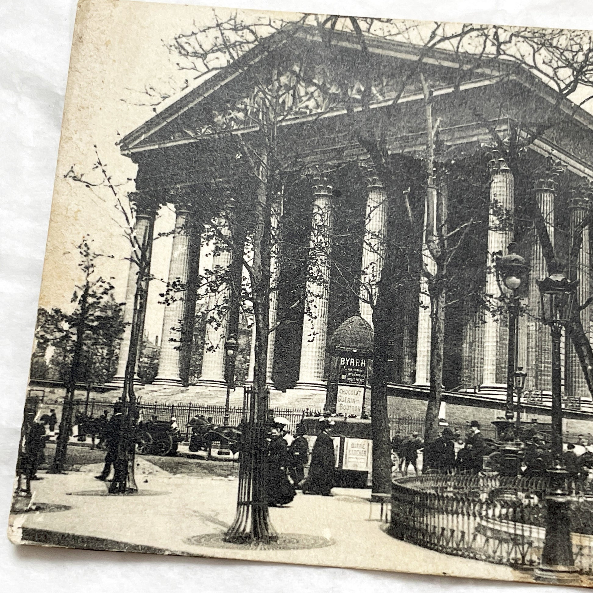 1910s - Historic Paris Postcard - Eglise De La Madeleine - Jules Simon Statue - French Landmark - Early 20th Century Street View