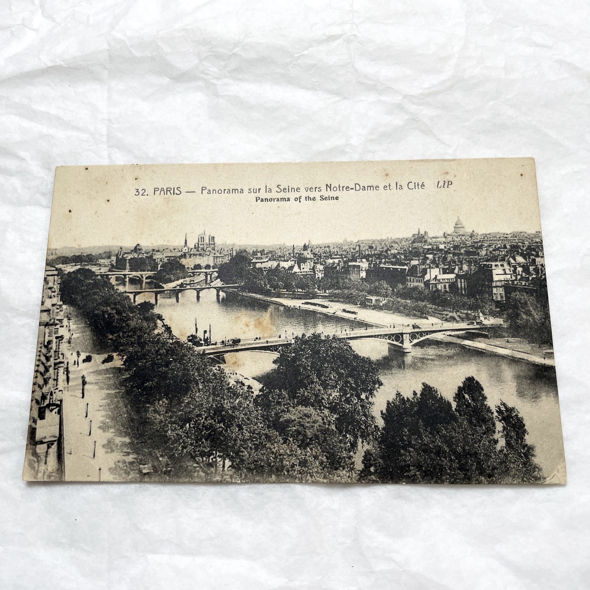 1910s - Vintage Paris Seine River Panorama Postcard - Notre-Dame Cathedral - Historical French City View - Early 20th Century Collectible