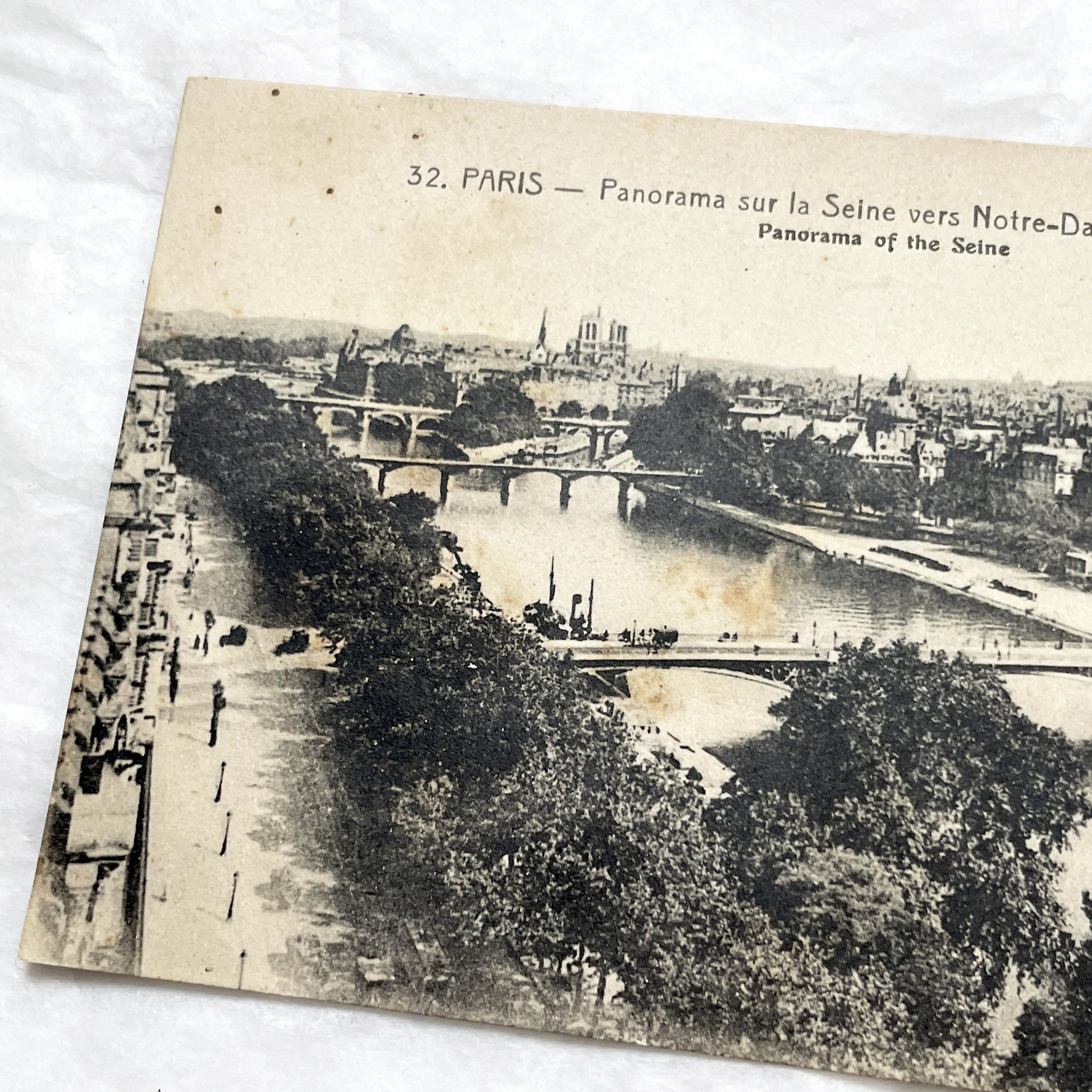 1910s - Vintage Paris Seine River Panorama Postcard - Notre-Dame Cathedral - Historical French City View - Early 20th Century Collectible