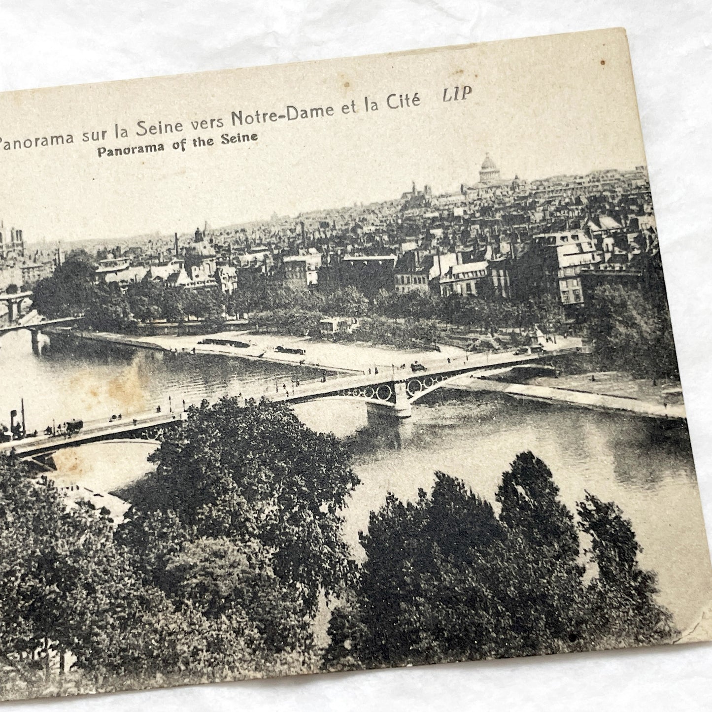 1910s - Vintage Paris Seine River Panorama Postcard - Notre-Dame Cathedral - Historical French City View - Early 20th Century Collectible