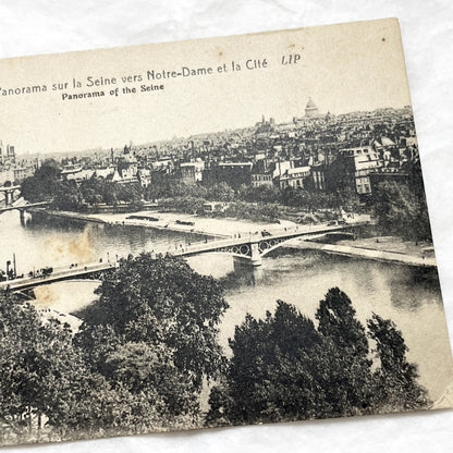 1910s - Vintage Paris Seine River Panorama Postcard - Notre-Dame Cathedral - Historical French City View - Early 20th Century Collectible