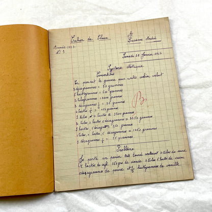1920s - French School Notebook - Young Girl's Handwritten Lessons - Vintage French Education Ephemera