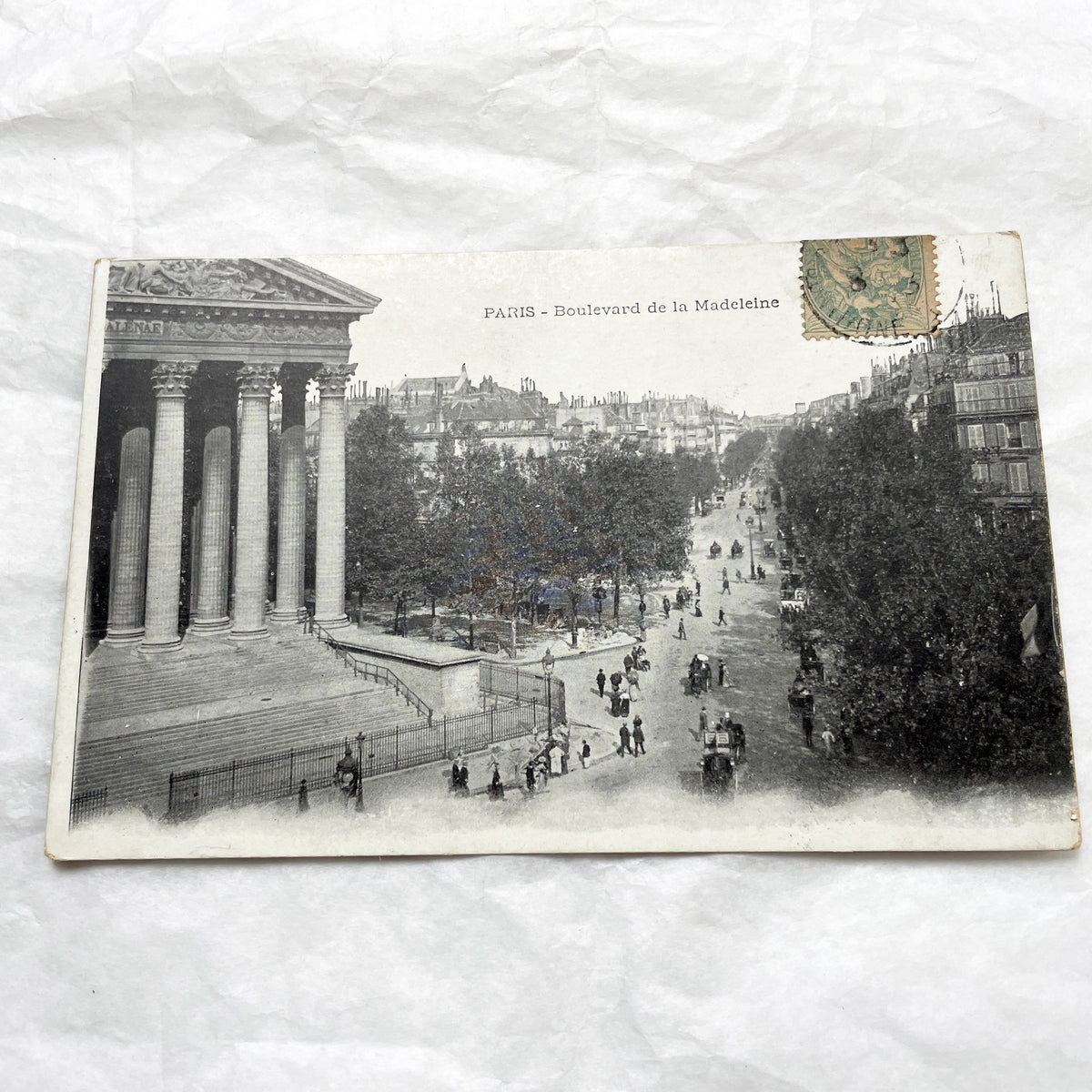 1900s - Paris Boulevard de la Madeleine Postcard - Vintage French Street Scene - La Madeleine Church - Historic Paris View
