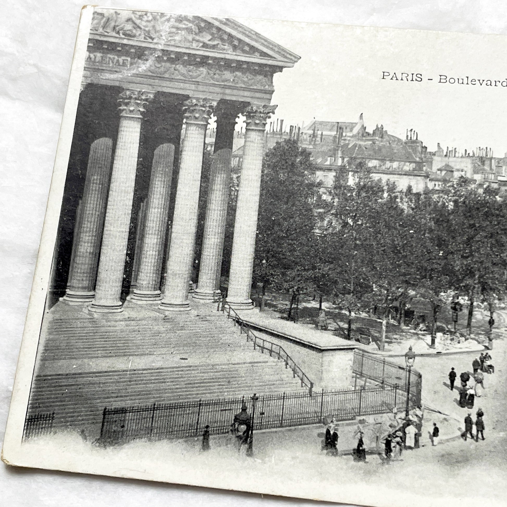 1900s - Paris Boulevard de la Madeleine Postcard - Vintage French Street Scene - La Madeleine Church - Historic Paris View