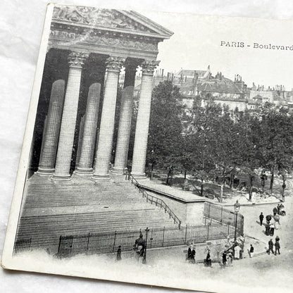 1900s - Paris Boulevard de la Madeleine Postcard - Vintage French Street Scene - La Madeleine Church - Historic Paris View