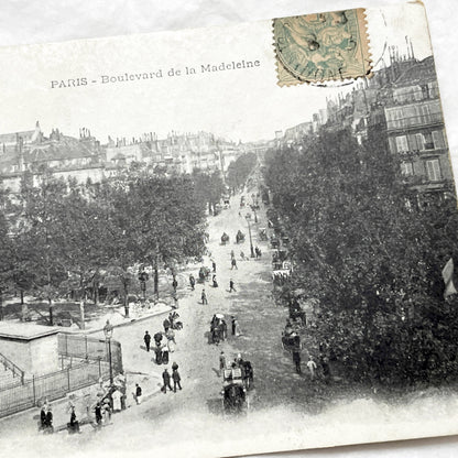 1900s - Paris Boulevard de la Madeleine Postcard - Vintage French Street Scene - La Madeleine Church - Historic Paris View