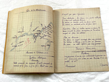 1920s - French School Notebook - Young Girl's Handwritten Lessons - Vintage French Education Ephemera