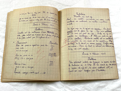 1920s - French School Notebook - Young Girl's Handwritten Lessons - Vintage French Education Ephemera