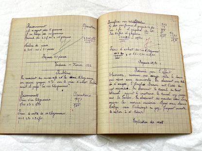 1920s - French School Notebook - Young Girl's Handwritten Lessons - Vintage French Education Ephemera