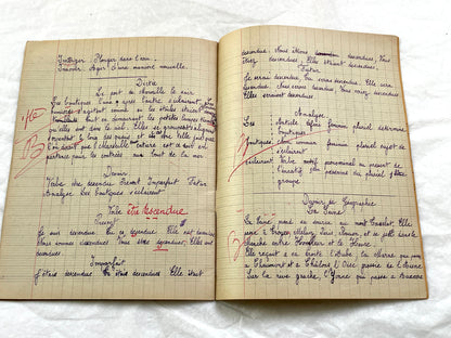 1920s - French School Notebook - Young Girl's Handwritten Lessons - Vintage French Education Ephemera