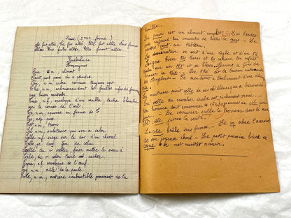 1920s - French School Notebook - Young Girl's Handwritten Lessons - Vintage French Education Ephemera