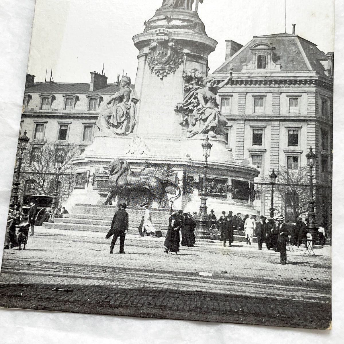 1910s - Vintage Paris Statue de la République Postcard - Historic French Monument Landmark View - Black & White Photography Ephemera