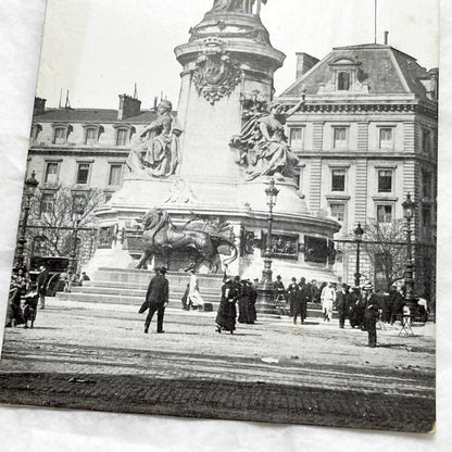 1910s - Vintage Paris Statue de la République Postcard - Historic French Monument Landmark View - Black & White Photography Ephemera