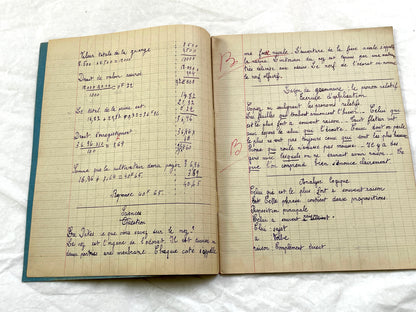 1920s - French School Notebook - Young Girl's Studies - Vintage French Education - Historical Classroom Ephemera from France
