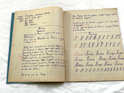 1920s - French School Notebook - Young Girl's Studies - Vintage French Education - Historical Classroom Ephemera from France