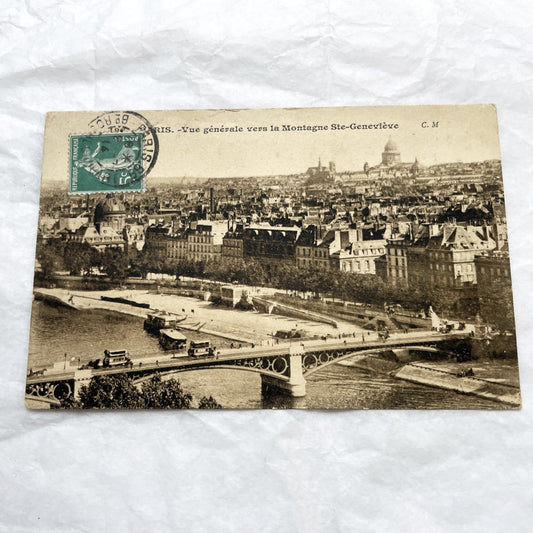 1901s - Vintage Paris Postcard - Panoramic Seine River View - Montagne Sainte-Geneviève - Pantheon - Notre Dame - Historic French Scenery