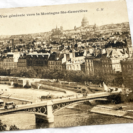 1901s - Vintage Paris Postcard - Panoramic Seine River View - Montagne Sainte-Geneviève - Pantheon - Notre Dame - Historic French Scenery