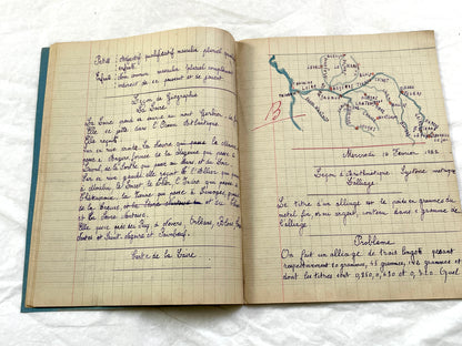 1920s - French School Notebook - Young Girl's Studies - Vintage French Education - Historical Classroom Ephemera from France