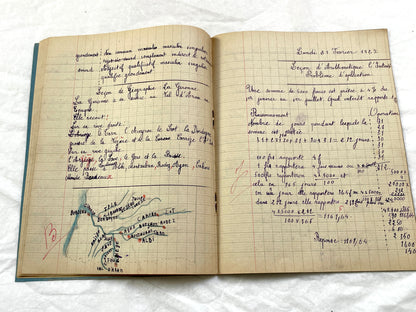 1920s - French School Notebook - Young Girl's Studies - Vintage French Education - Historical Classroom Ephemera from France