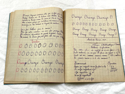 1920s - French School Notebook - Young Girl's Studies - Vintage French Education - Historical Classroom Ephemera from France