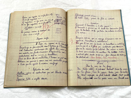 1920s - French School Notebook - Young Girl's Studies - Vintage French Education - Historical Classroom Ephemera from France