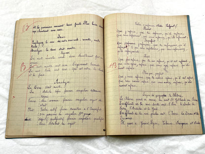 1920s - French School Notebook - Young Girl's Studies - Vintage French Education - Historical Classroom Ephemera from France
