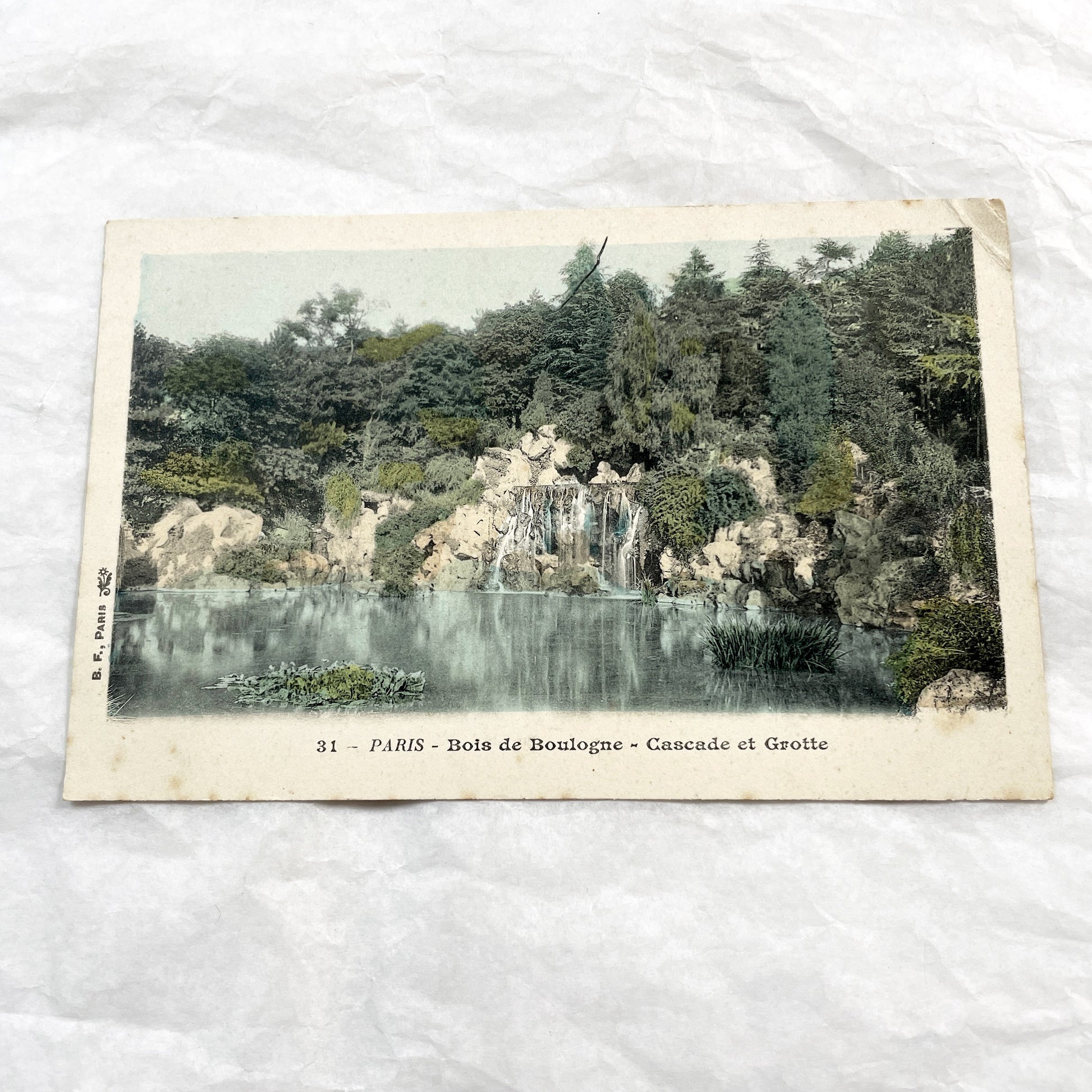 1900s - Vintage Paris Postcard - Bois de Boulogne - Scenic Cascade et Grotte Landscape View - Early 20th Century French Souvenir